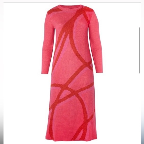 11 Honoré Alexia Long Sleeve Sweater Dress Hot Pink Swirls Women’s 1X - Picture 2 of 6